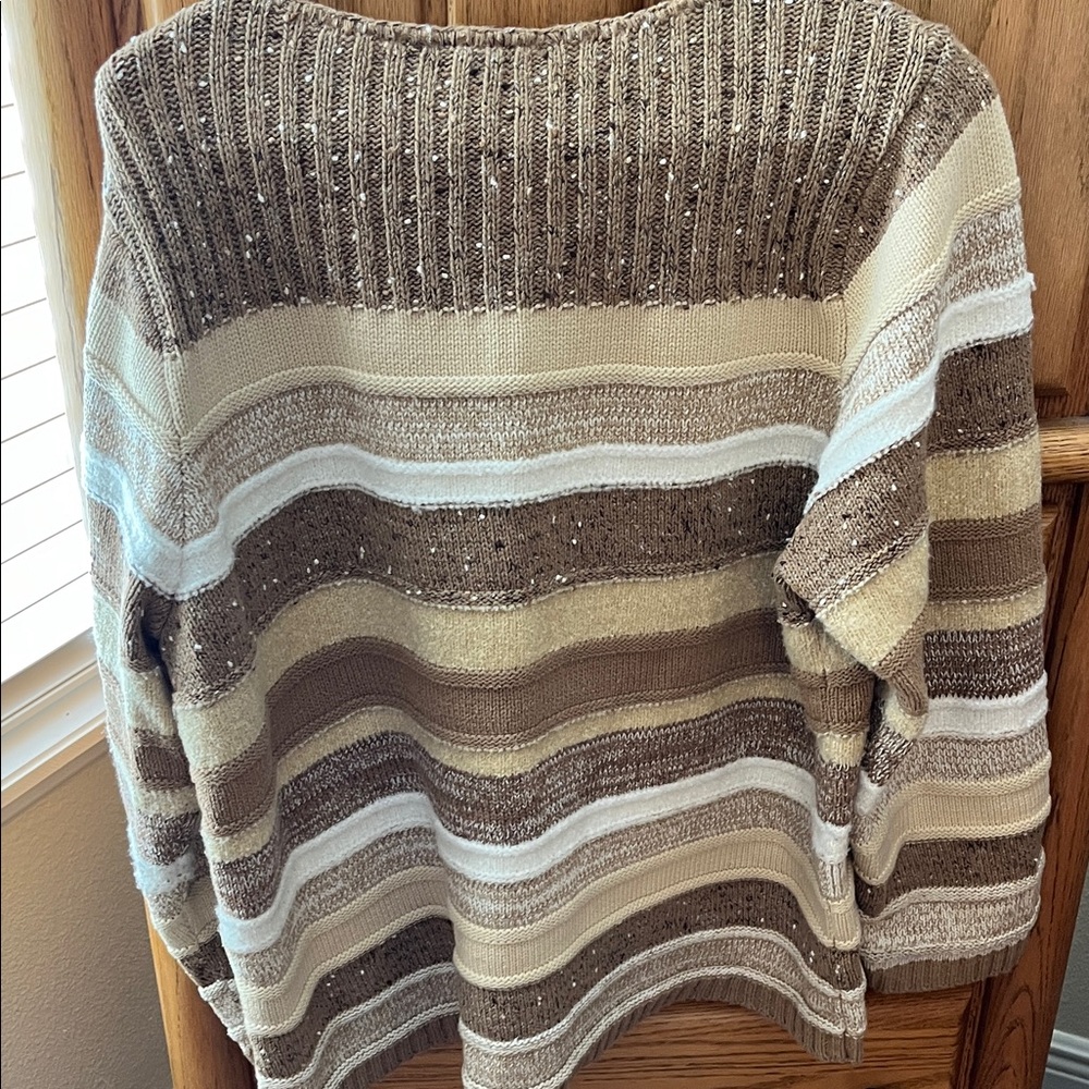Liz Claiborne Women's Striped Sweater - Brown, Cream, and White - Picture 4 of 8